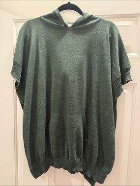 Ladies LOFT Forest Green Hooded Knit Sweater
